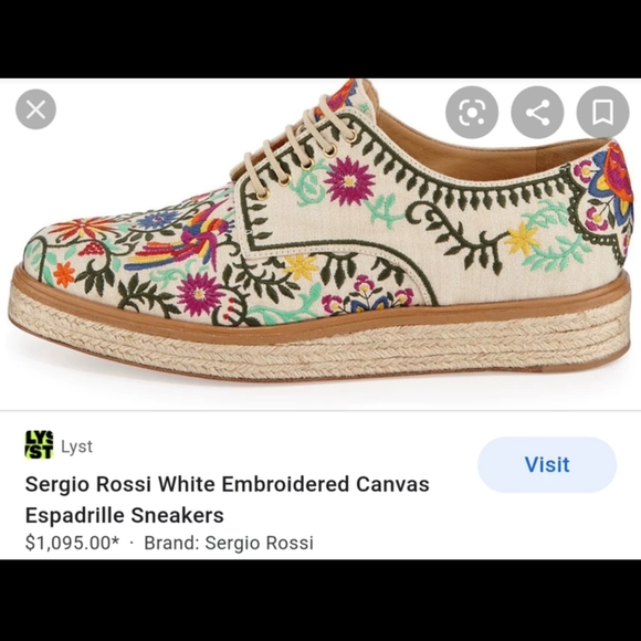 Brand New Sergio Rossi Black Embroidered Canvas Espadrille Sneakers - Picture 12 of 14